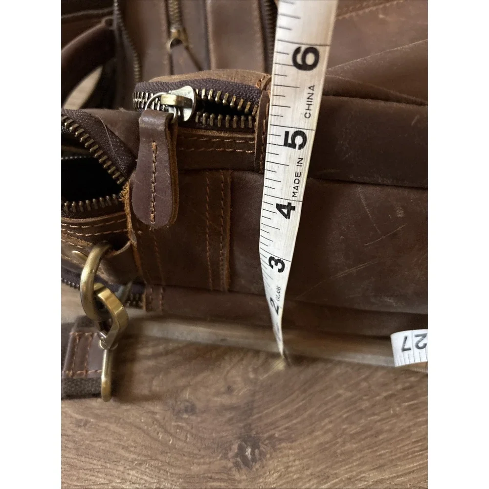 Jack and Chris Men's Brown Leather Messenger Crossbody Bag Multiple Pockets
